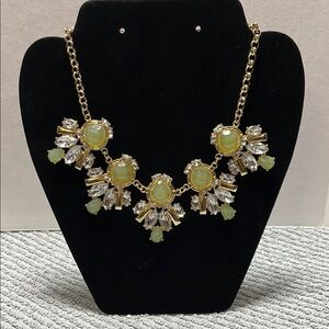 Pastel Floral Statement Necklace with Gold Chain
